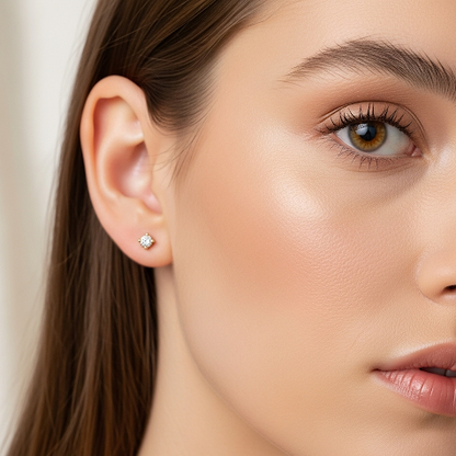 Yellow Gold Timely Diamonds Lab Grown Stud Earrings