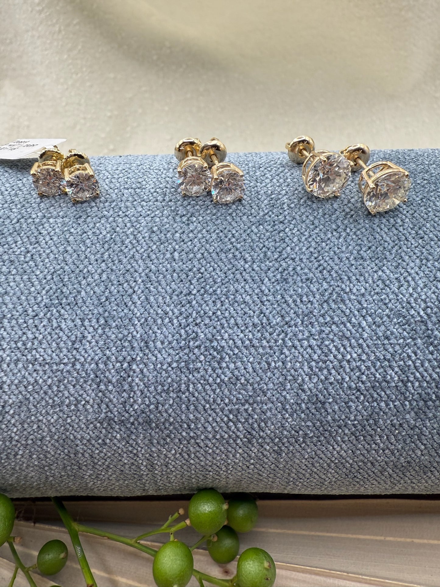 Yellow Gold Timely Diamonds Lab Grown Stud Earrings