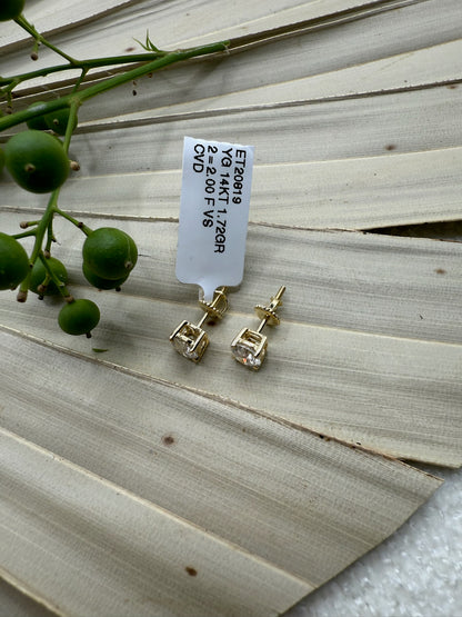 Yellow Gold Timely Diamonds Lab Grown Stud Earrings