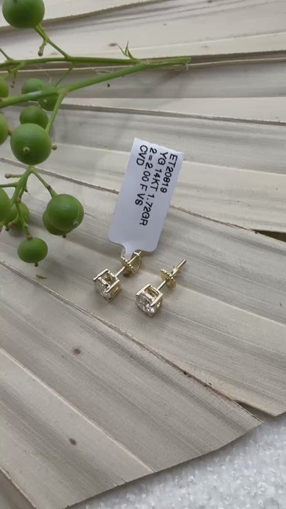 Yellow Gold Timely Diamonds Lab Grown Stud Earrings
